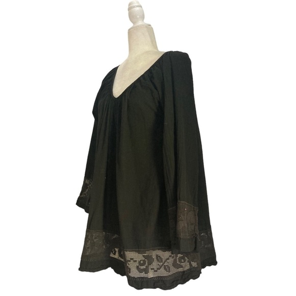 House of Woo California Tunic Blouse Top in Black Cotton Gauze with Pockets - Picture 8 of 9